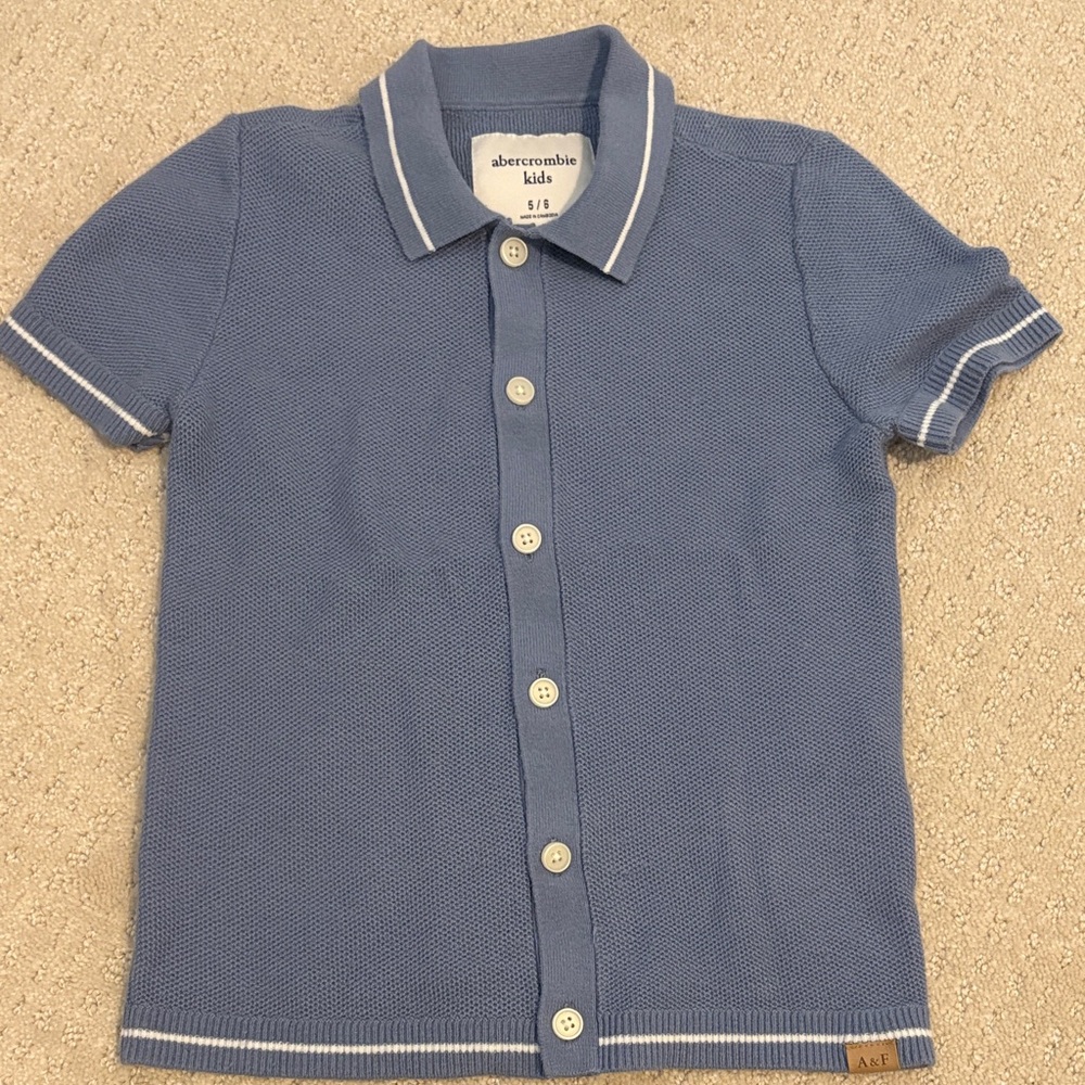 Abercrombie Kids Textured Blue Button-Down Shirt